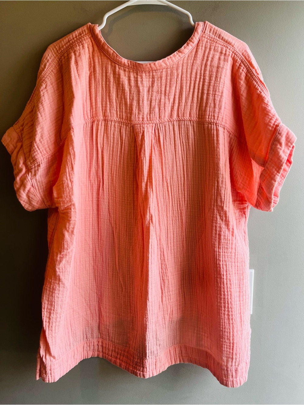 L.L. Bean 100% Cotton Gauze V-Neck Tunic in Coral XL - Picture 3 of 7